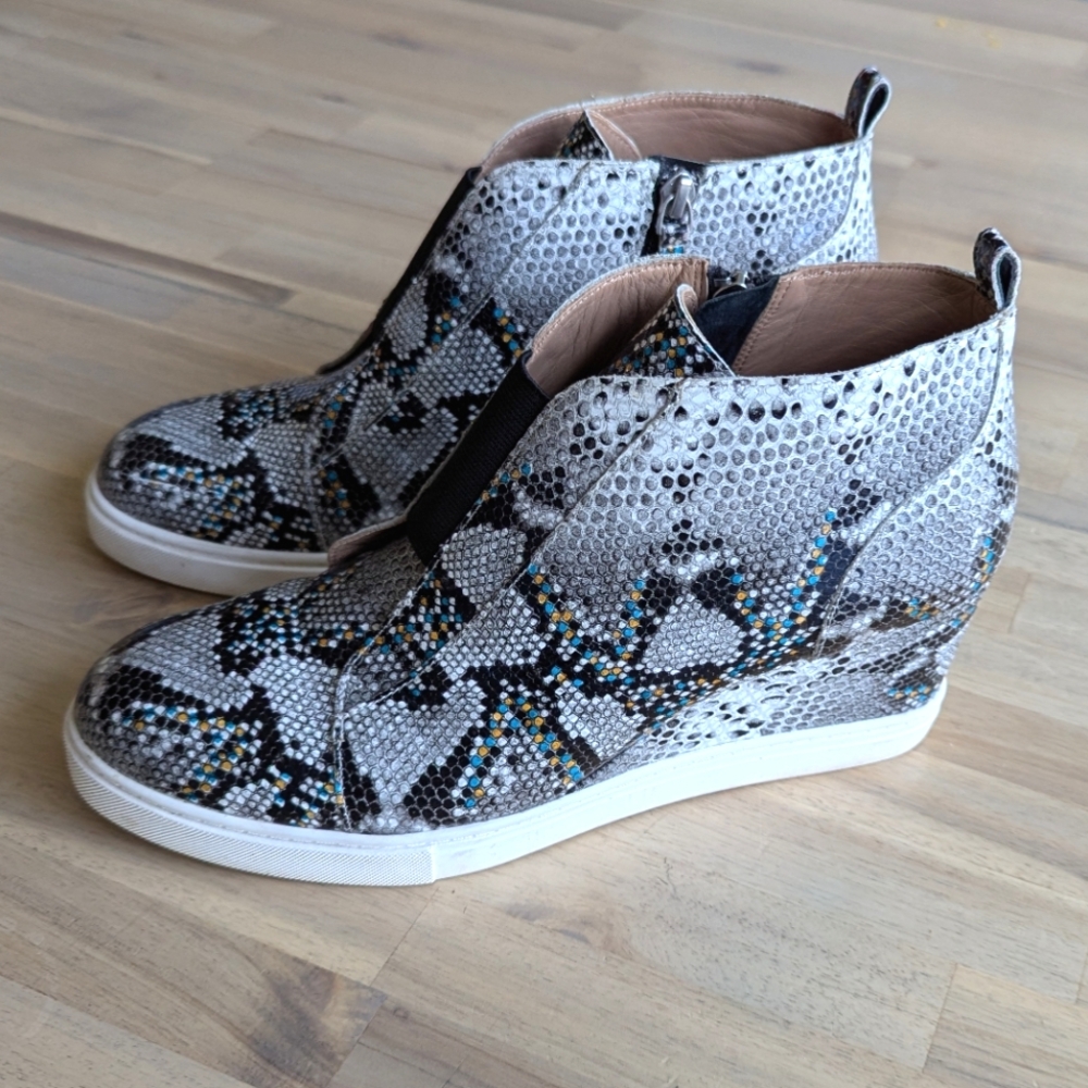 LINEA PAOLO Snakeskin Wedge Bootie (Sz 9.5